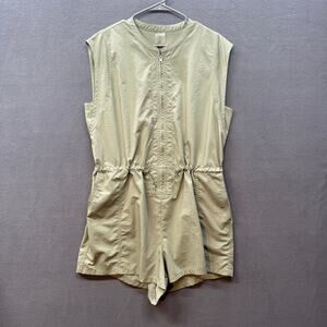 Calia Utility Romper Playsuit Womens XL Green Front Zip Sleeveless Pockets